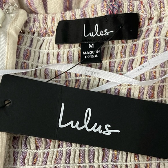 Lulus Magnificent Moments Cream and Purple Striped Midi Dress - Picture 4 of 7